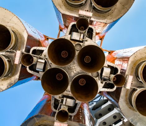Bottom view of a space ships exhausts